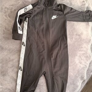 Nike Black One-Piece Jumpsuit with Gray Logo Tape
